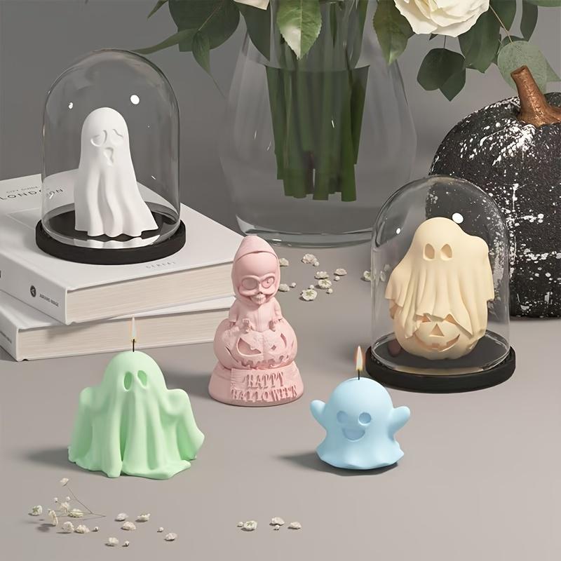 Halloween Ghost Candle Mold Crafts Gypsum Resin Making Silicone Mold DIY Pumpkin Ghost Modeling Decoration Kitchen Mold