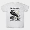 Men Black Print T-shirt Nevermore Once Upon A Midnight Dreary Gothic Raven No-Cut Transfer Paper Print Cotton Tshirt