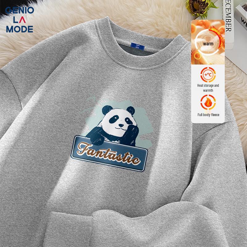 GENIOLAMODE Herren Panda-Print Rundhals-Sweatshirt
