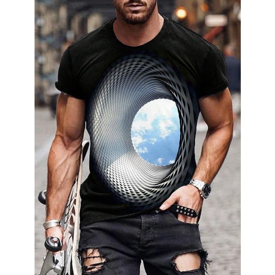 Sommer Urban Fashion Herren T-Shirt Täglich Casual Kurzarm Top Outdoor Street Komfort T-Shirt Buntes Dinosaurier-Print T-Shirt