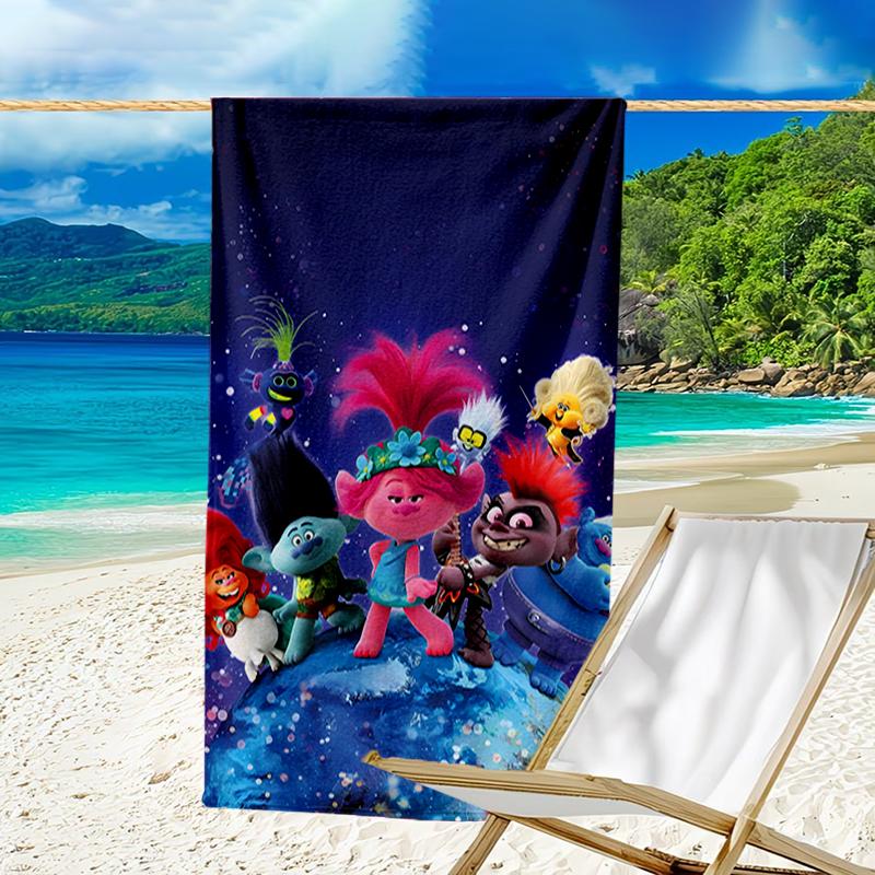 Ultra-Soft Beach Towel with Trolls Theme,Ideal for Pool - Camping, Diving - Perfect Travel Essential, Vibrant Beach Towel.