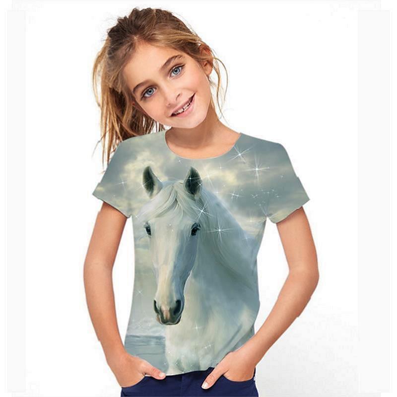3D Pattern Animal Print Children's T-shirt Short Sleeved Summer Sports Fashion Street Casual Top