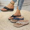 Exquisite Damen Keilsandalen mit Blumendekor, lässige Zehensteg-Flip-Flops mit dicker Sohle, bequeme Sommer- und Frühlingssandalen