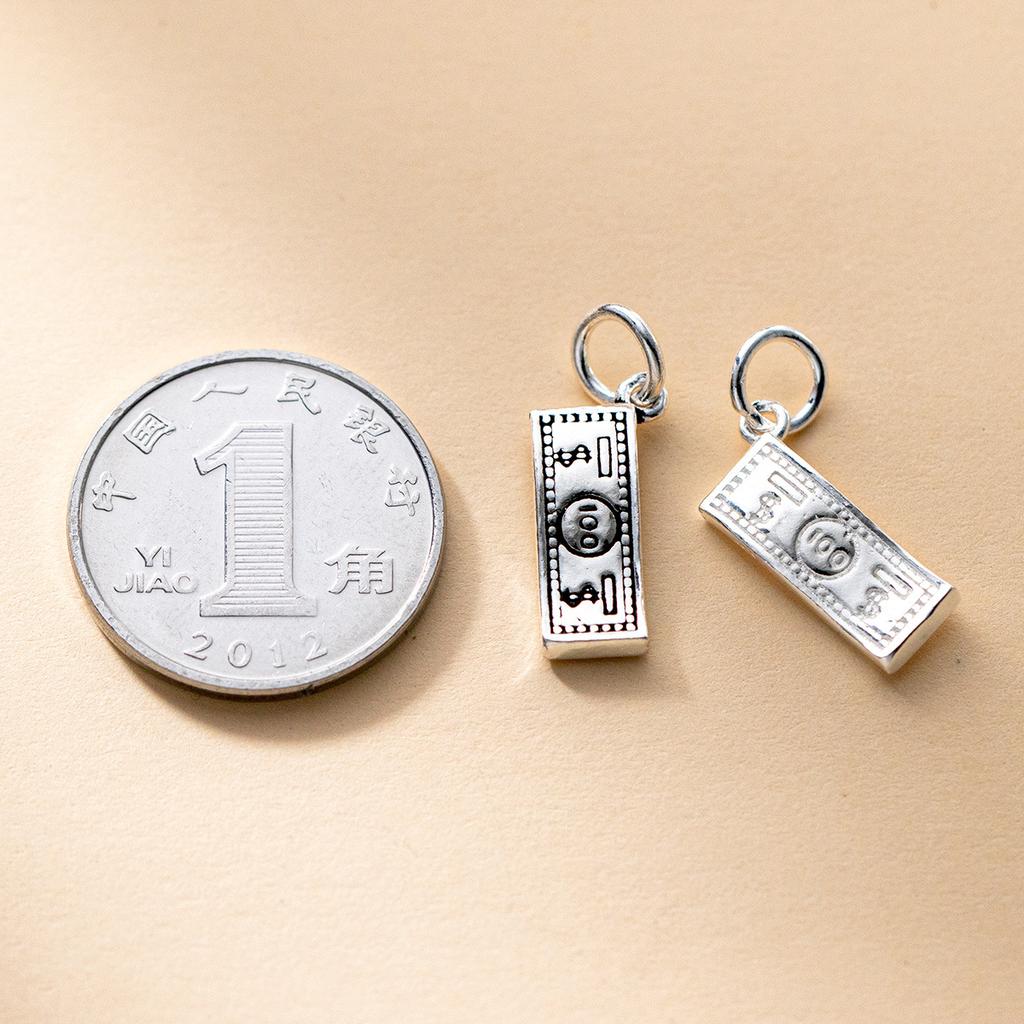 S925 Sterling Silver $100 Bill Bracelet Pendant DIY Bracelet Pendant Handmade Braided Rope Material Accessories