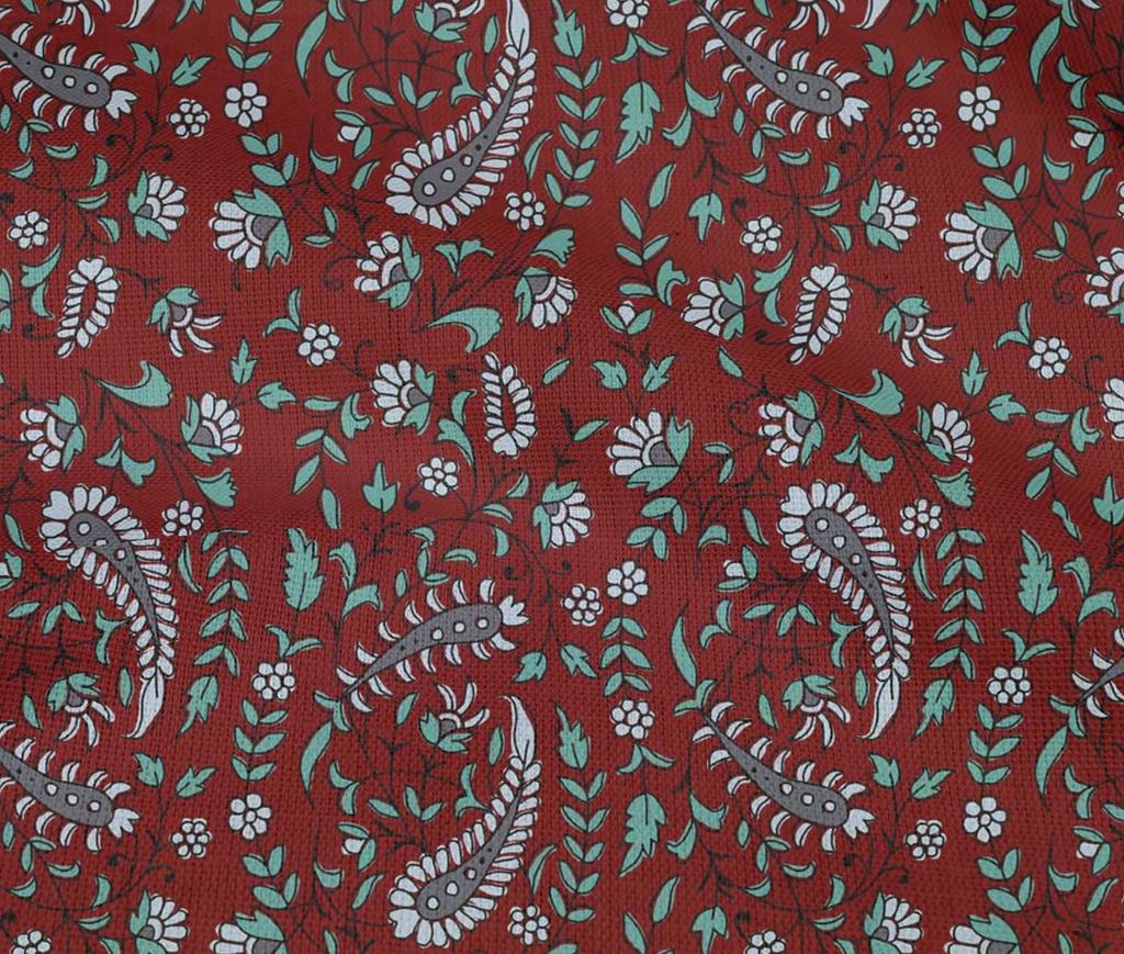 oneOone Cotton Flex Fabric Leaves|Floral & Paisley Block Print Fabric By The Yard 40 Inch