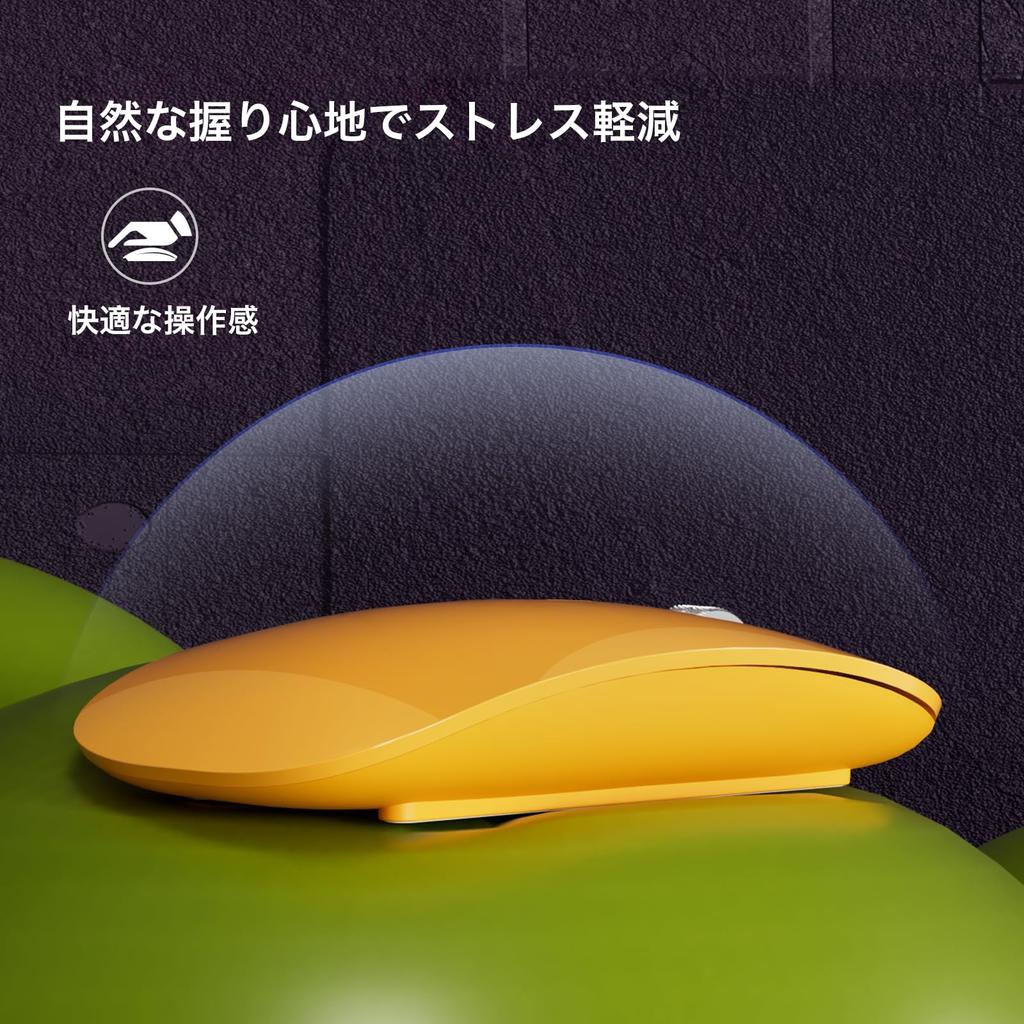 AmeToNana Ame To Nana Wireless Bluetooth Minimalist Compatible with iPad TELEC Japanese Instruction Orange Mouse, Mouse, Quiet, 2.3cm Thin,