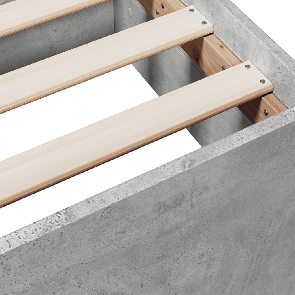 Bed Frame with Drawers Concrete Grey 135 x 190 cm Engineered Wood