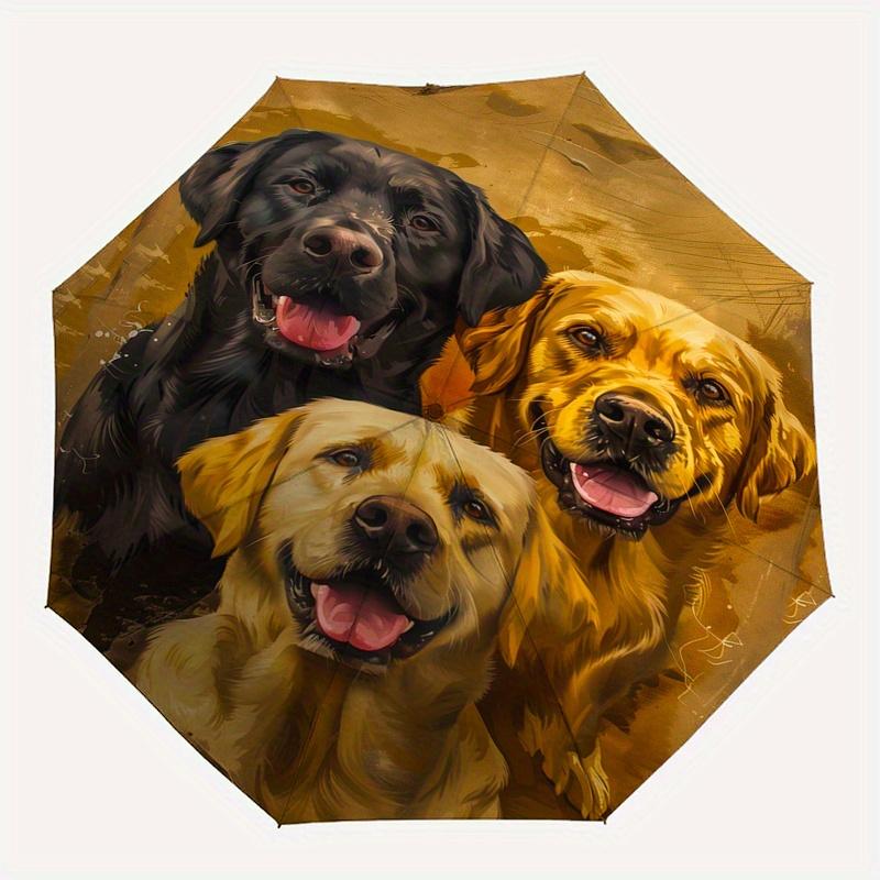 Dogs, Portrait Theme 8 Bone Hand Automatic Folding Fashion umbrella, Compact and Portable Design, A Perfect Gift for Birthday, Christmas or