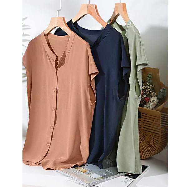 Kurzarm Chiffon Groß Faltenfrei Kühl [Ailiyumo] Damenhemd, Bluse, Büro, Sommer, Bluse, Größe, Einfarbig, Bügeln, Beständig, Gefühl, Schlankmachend,