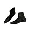 Pointed short boots women's thick heel thin boots versatile little fairy 2025 autumn and winter new soft leather mesh low heel Martin boots