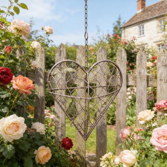 Hanging Plant Holder Heart Shape Iron Wire Succulents Holder Plant Hanger Wreath Frame Plant Grow Basket for Succulents Air Plants