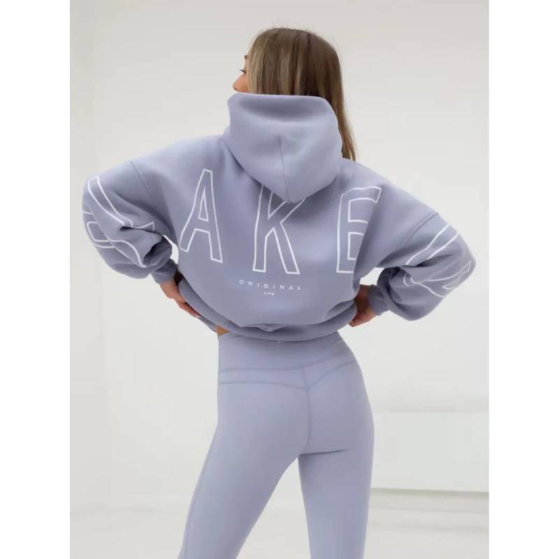 Sweat à capuche imprimé style Hip Hop pour femme en polyester épais pour un style décontracté de rue