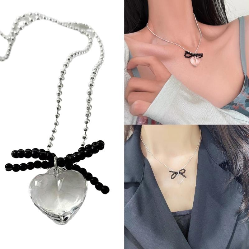 Simulated Pearl Necklace Female Temperament Pearls Bowknot Collarbone Chain Student Adjustable Chain Sweater Chain