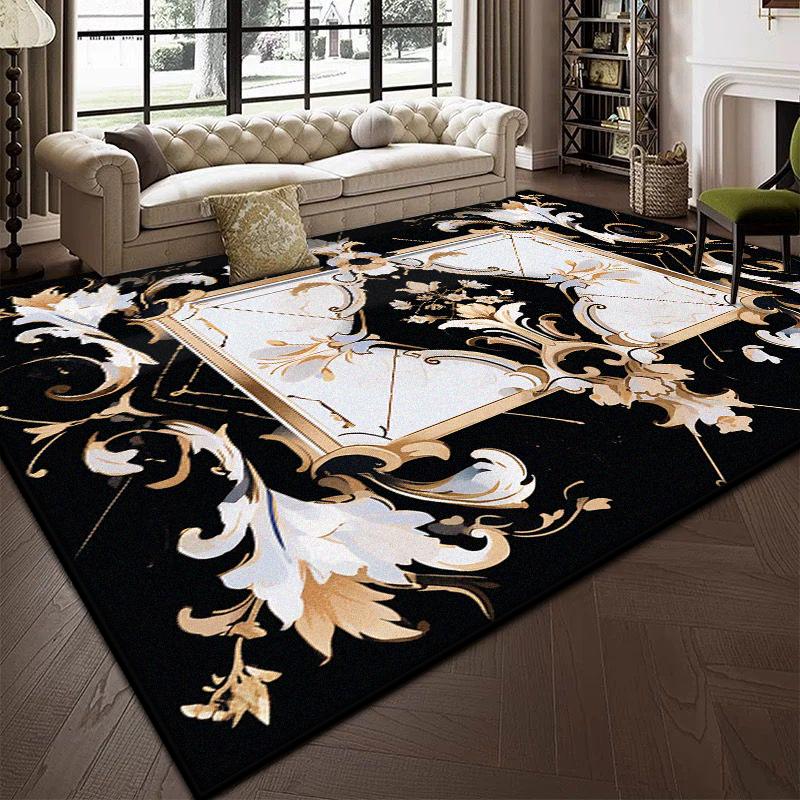 Luxury Black Marble Carpet for Living Room Bedroom Decoration Sofa Large Area Rug Cloakroom Office Fluffy Plush Customizable Mat