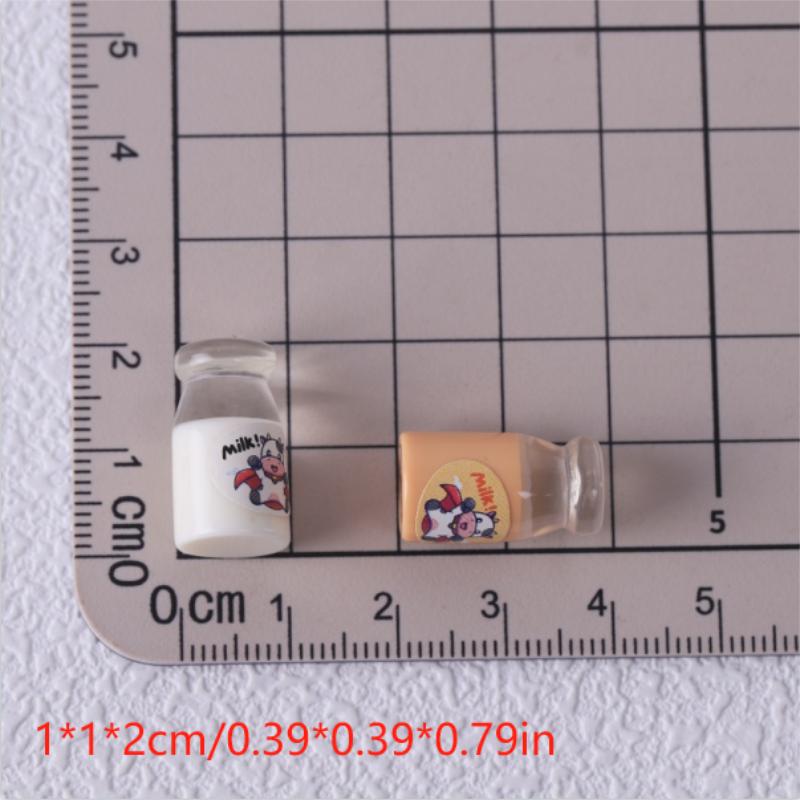 10Pcs Cute Simulation Transparent Milk Bottle Dollhouse Toys Miniature Ornaments Home Decoration Girly Resin Accessory Kids Gift