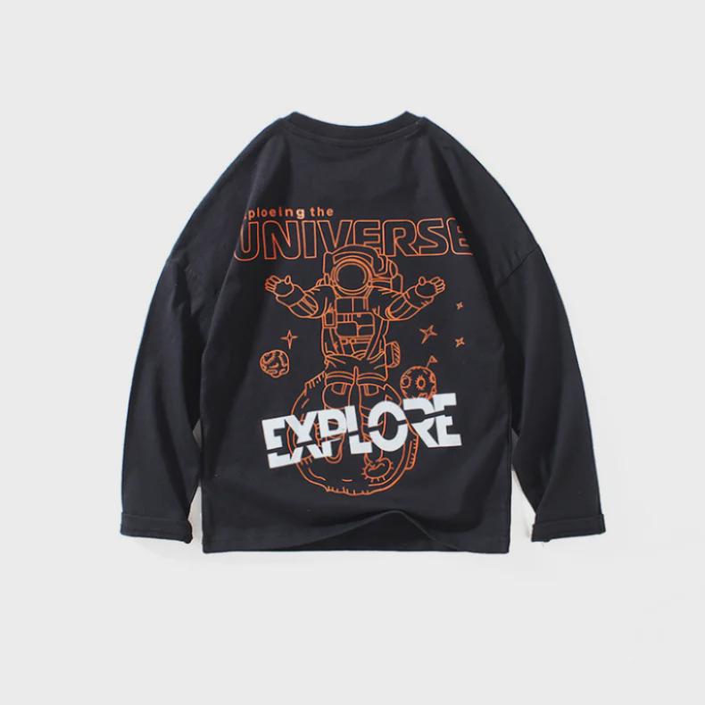 Boys' Korean-Style Autumn 2024 Long Sleeve Printed T-Shirt