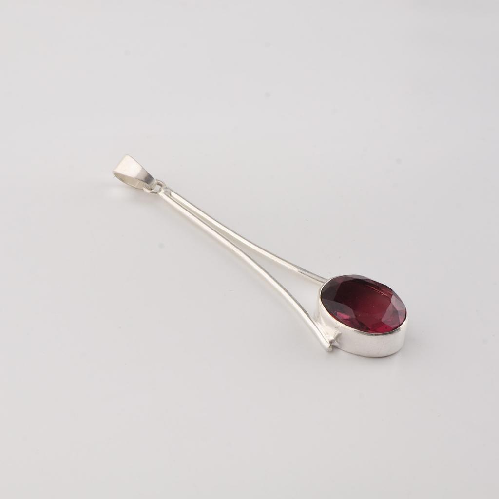 Pietra Preziosa Rodolite Argento Sterling 925 Gioielli da Donna Collana Fatta a Mano Ciondolo di Design 1,79" PP-69-19