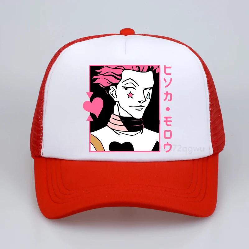 Japanese anime Hunter X Hunter hat  Womens fun cartoon print casual sunhat Unisex anime Hisoka Morow Mesh Baseball cap
