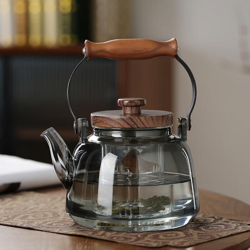 

ZISIZ Smoky Grey High Borosilicate Glass Handled Pot