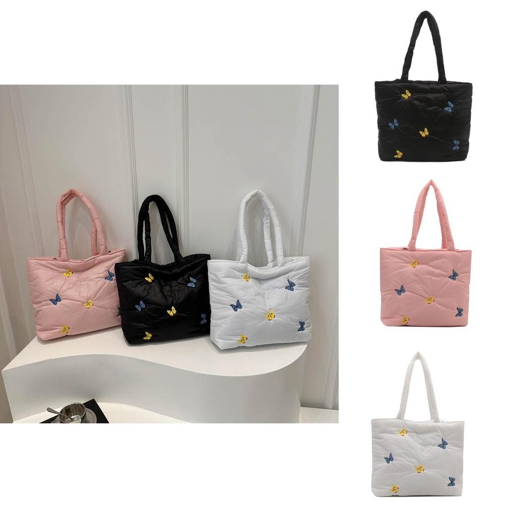 Large Capacity Embroidered Butterfly Casual Commuter Tote Bag In Fashionable Colors
