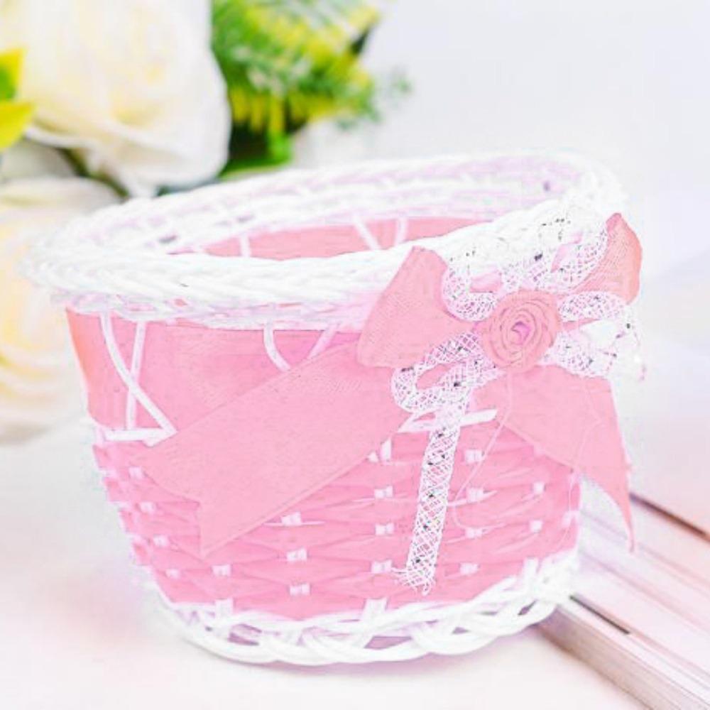 

Imitation Rattan Woven Storage Baskets Wicker Flower Basket For Plant Home Wedding рожевий