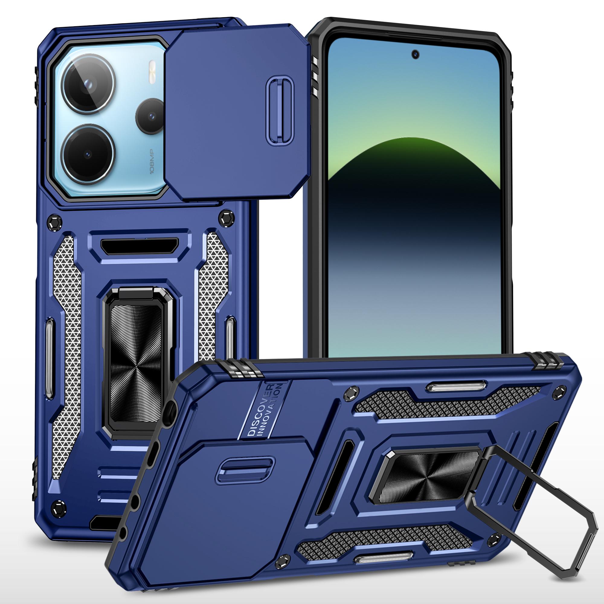 

Металлический кольцевой магнитный держатель Чехол для телефона для Xiaomi Redmi Note 14 13 12 11 Pro Note 14S 14C 13C CSlid Защита камеры Защитная крышка Redmi Note 14 4G (Global) синий