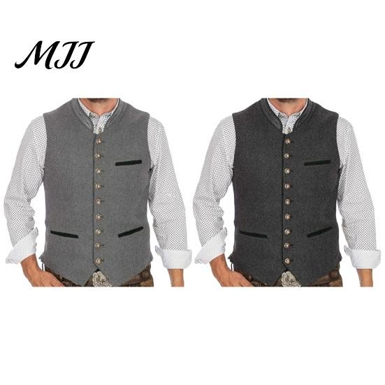 Men Oktoberfest Waistcoat Vest, Traditional Costume Waistcoat, Stand-Up Collar Button-up Vintage European Style Formal Vest Gilet, Retro
