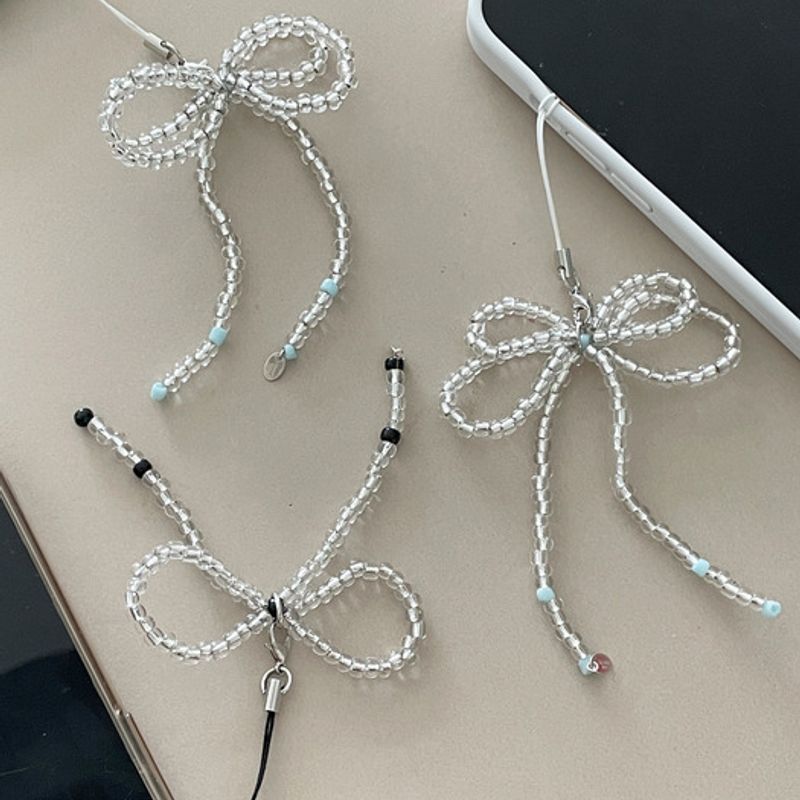 

VARISONC Beads Ribbon Strap & Keyring A - Black - Strap