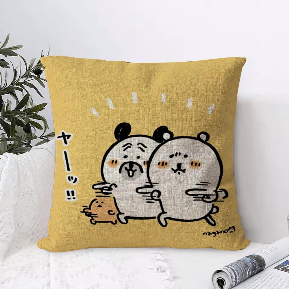 Japan Cute Joke Bear Cushion Cover Eco Linen Pillow Case DoubleSided Print Breathable Durable Zipper Home Decor Gift