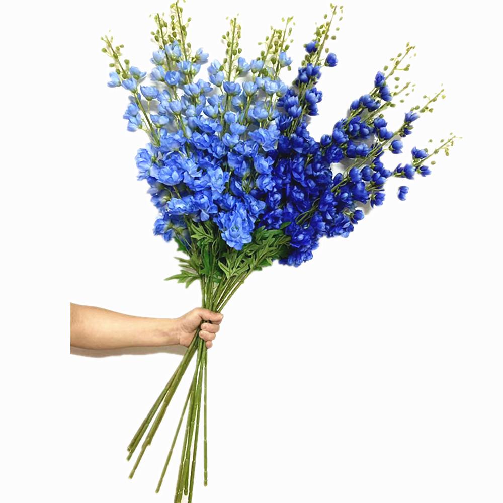 Delphinium Artificial Flower Branch Blue Color Larkspur Poisonweed Blossom Plant for Wedding Party Floral Decoration