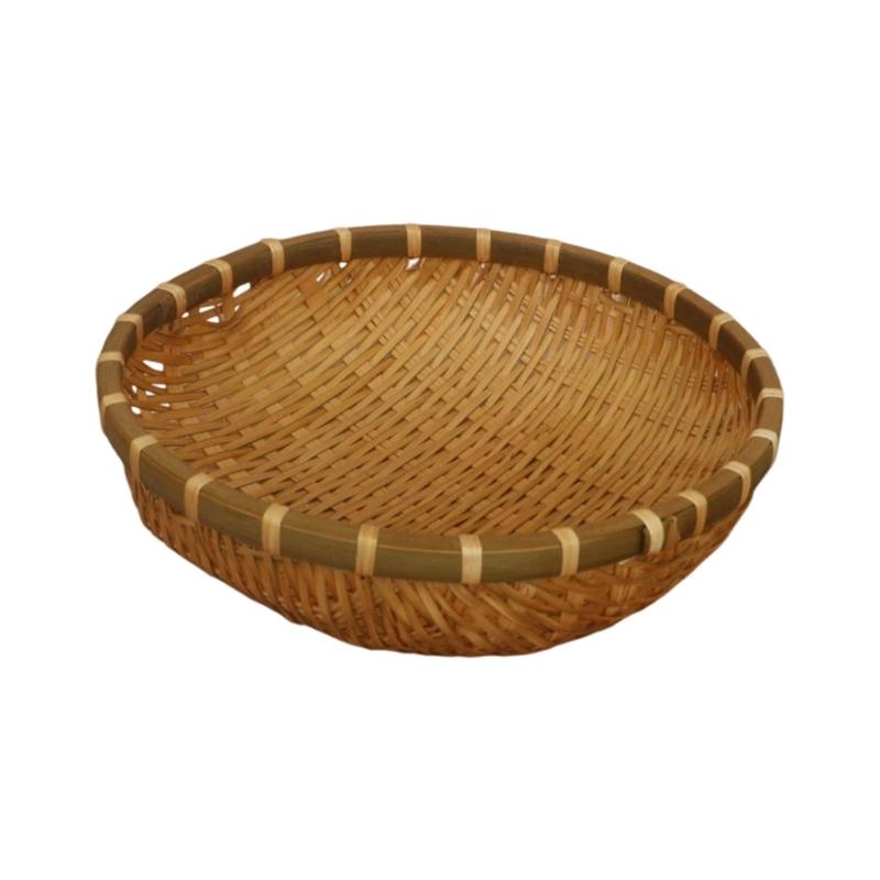 Natural Handwoven Bamboos Storage Basket for Multipurpose Kitchen Use Fruit and Nut Container with Nonslip Bottom