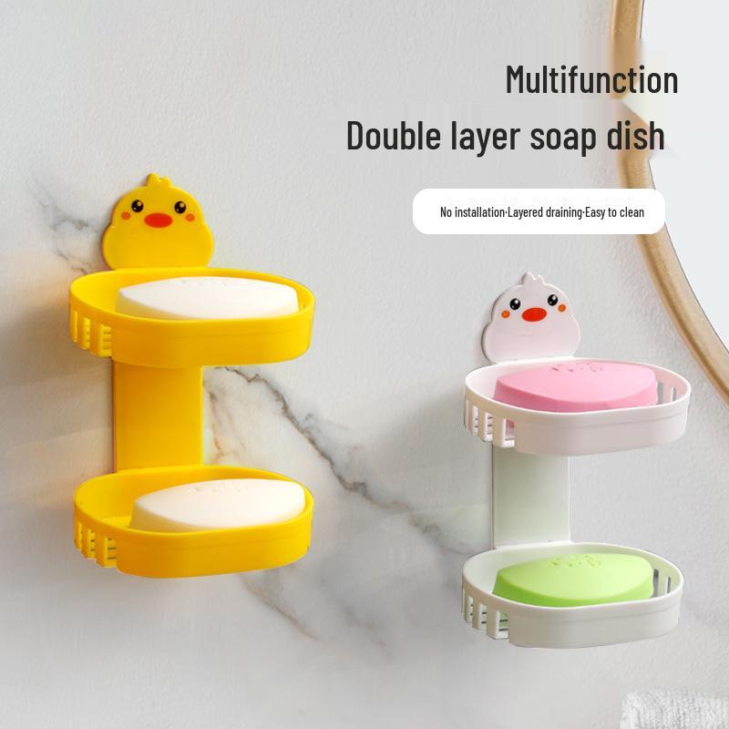 

Настенная двухслойная мыльница - Мыльница без сверления для ванной комнаты или общежития жёлтый