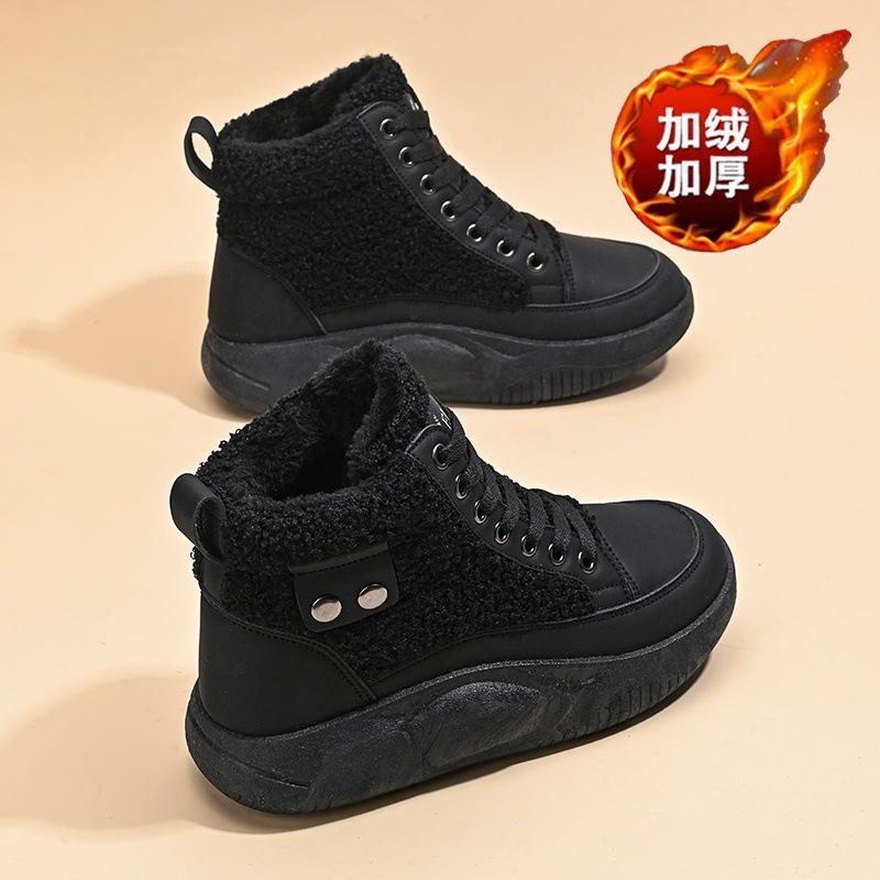 Winter velvet high-top snow boots thick-soled heightening thickened warm cotton shoes sports casual short boots
