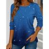 Tops for Women Ditsy Beaded Print Round Neck Long Sleeve T-shirt Fall Casual Slim Pullover Women's Long Sleeve Top