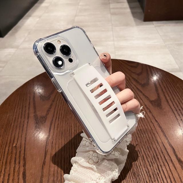 Airbag Shockproof Elastic Wrist Strap Phone Case For Iphone 14 12 11 13 Pro Max Xr X Xs 7 8 Plus Clear Soft Anti -Knock Cover