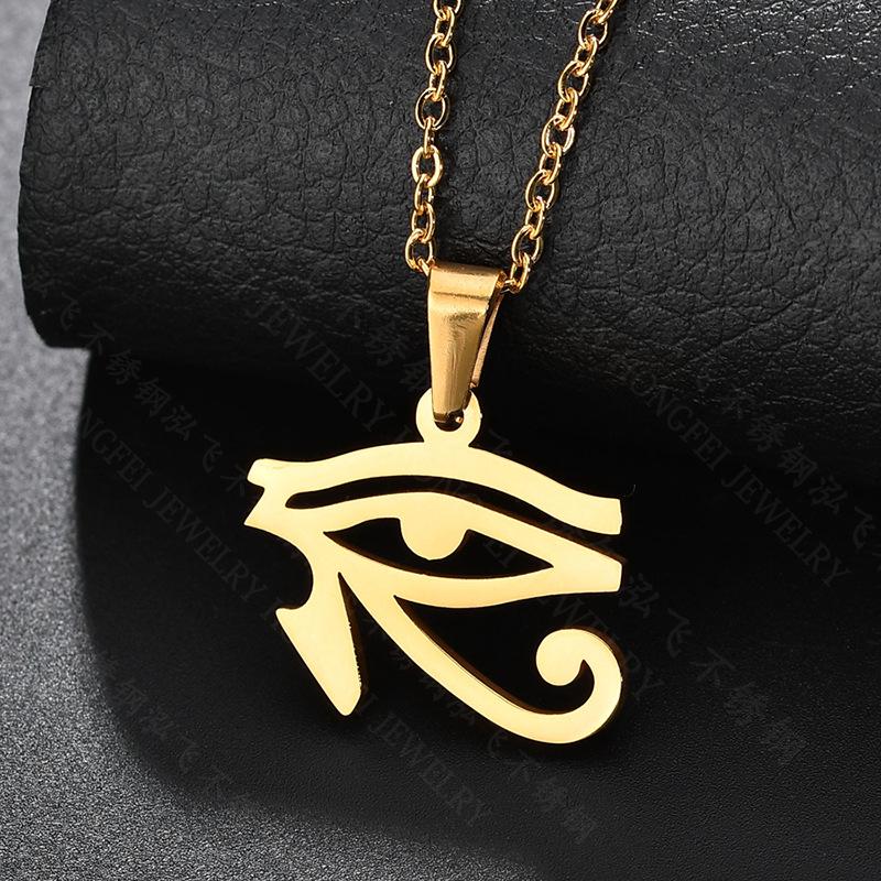 Popular Stainless Steel Eye of Horus Pharaoh Pendant Necklace