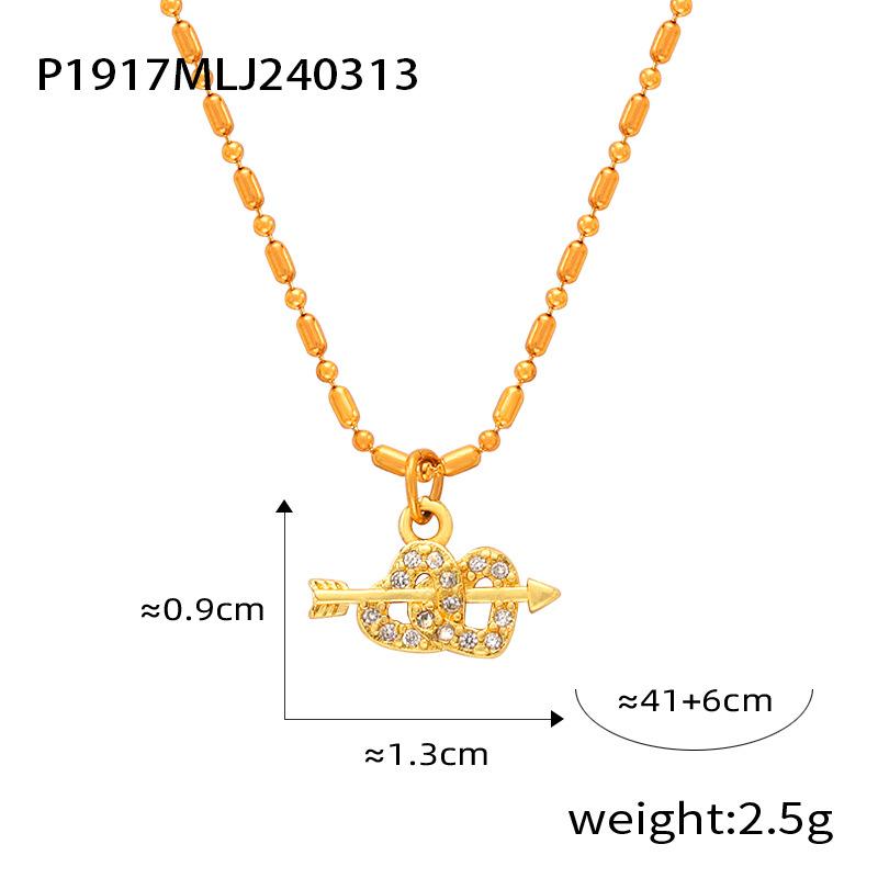 Japan And South Korea'S New Fashion Light Luxury Niche Design Titanium Steel Plated 18K Gold Geometric Diamond-Set Necklace Jewelry