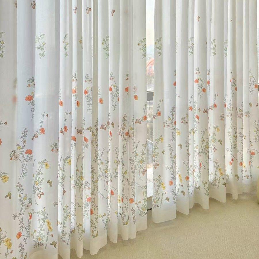 

Винтажные цветочные прозрачные шторы - французские и американские деревенские светофильтрующие карманные оконные шторы с рисунком камелии и листьев 150*270cm