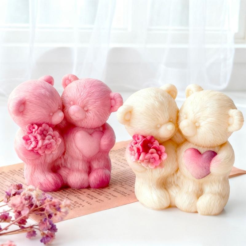 Couple Bear Silicone Soap Mold For DIY Valentines Gift Mould