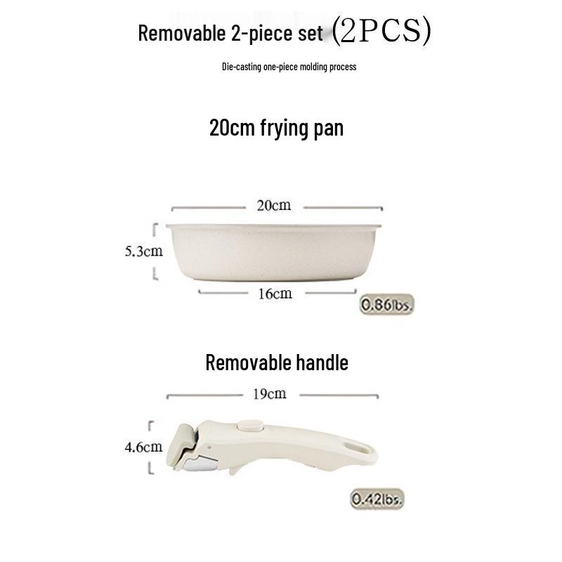 

Набор посуды с антипригарным покрытием и съемной ручкой: Сковорода из майфанского камня, кастрюля и молочник Cookware Set