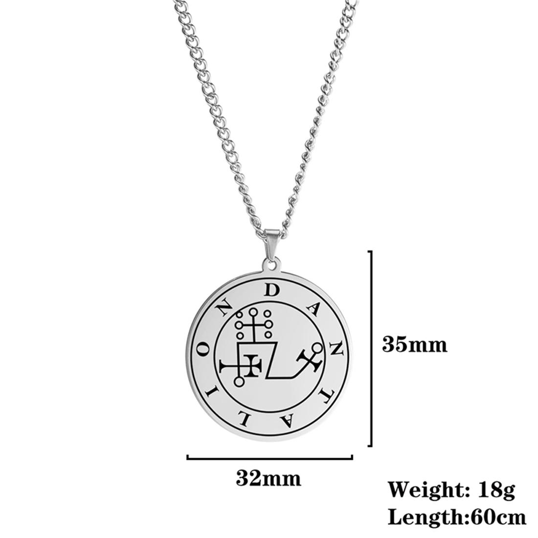 

King Belial Sigil Demon Seal Necklace Stainless Steel Key of Solomon Pendant Necklaces Amulet Jewelry Gifts Wholesale 60cm
