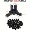 6pcs Black 2020 Series 3-Way End Corner Bracket Connector with Screws for Slot 6mm 20S Aluminum Rail Accessories, Silver