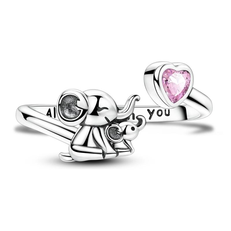 New Design 925 Silver Infinite Pink Zircon Love Heart Shape Ring Finger Rings For Women High Quality Wedding Jewelry Gift