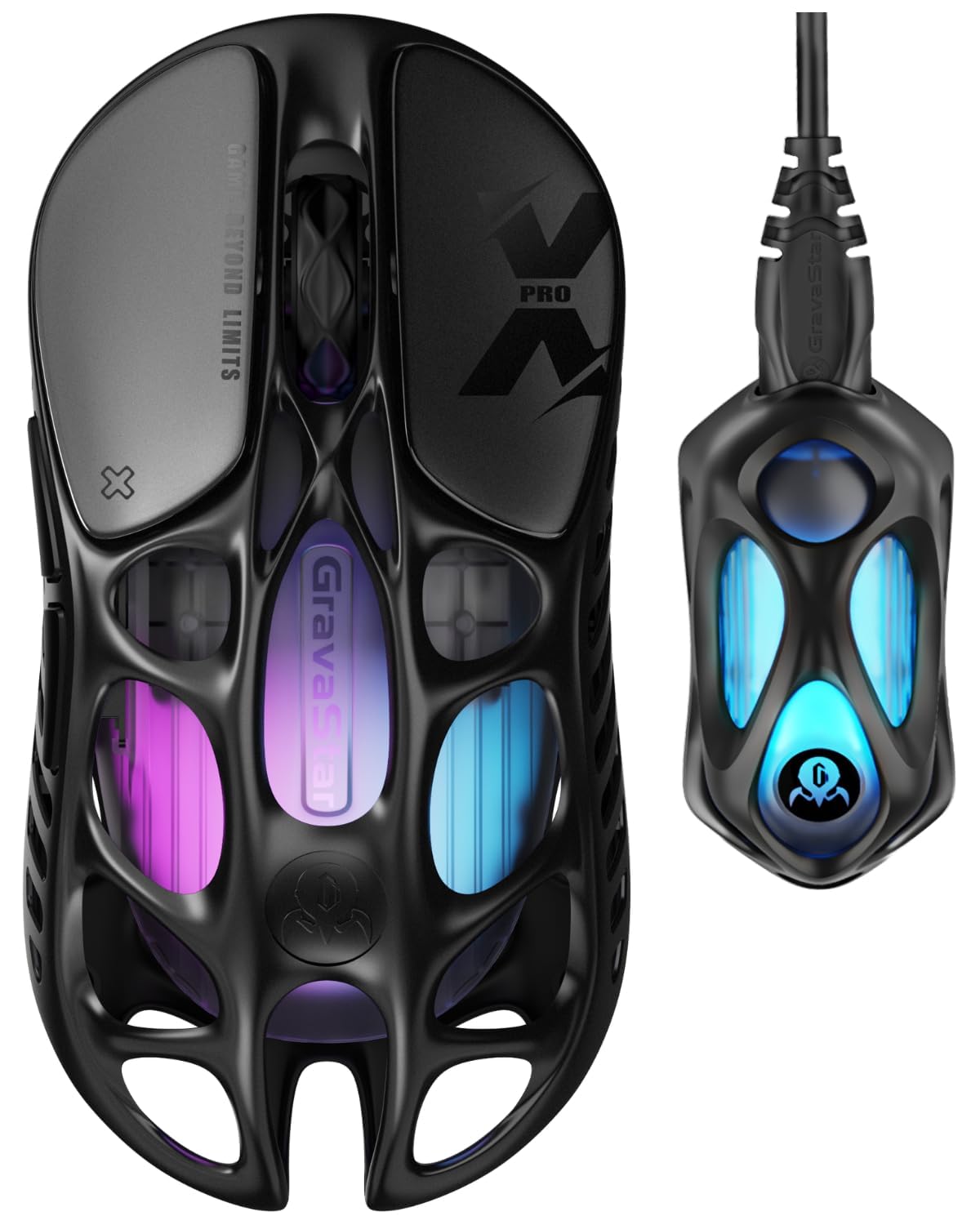 

GravaStar Mercury X Pro Wireless Gaming at 8K Polling 8000Hz Dongle PAW3950 32000 DPI Low High 113 Hours of Continuous Illuminated RGB Gaming чорний