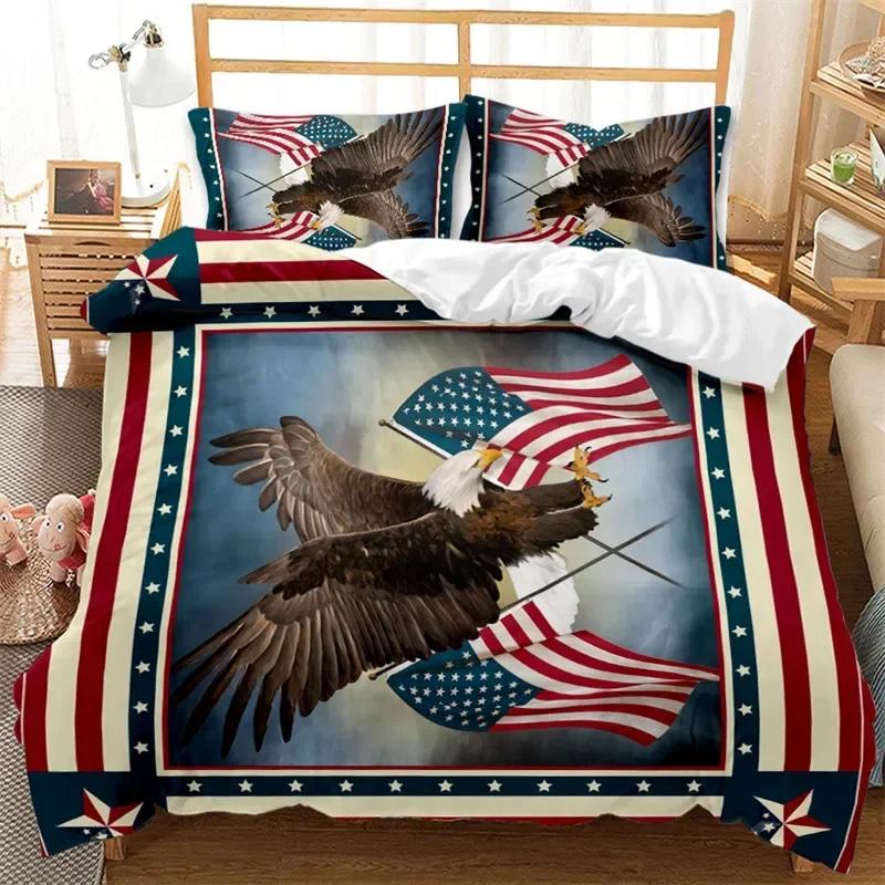 Kreatywna Flaga Narodowa Flaga Amerykańska Wygodna Poszewka na Kołdrę Poszewka na Poduszkę Zestaw Pościeli Dekoracja Pokoju Dziecięcego Tekstylia Domowe