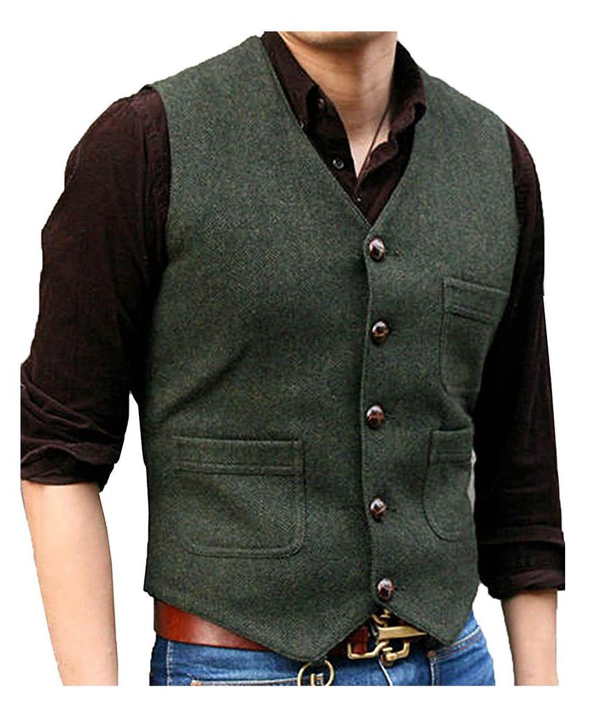 Men's V-Neck Wedding Vest - Perfect for Groom or Best Man