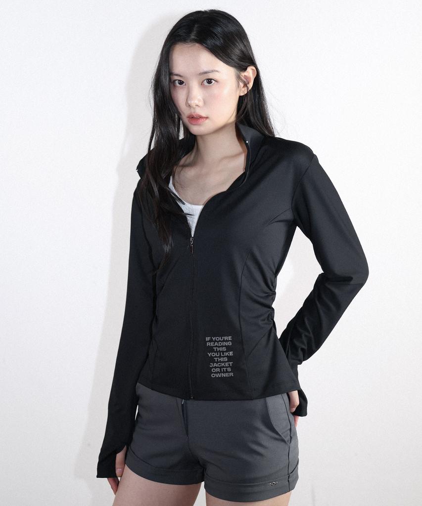 MAGORENSEOUL Shirred Zip-Up Track Jacket Black