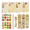 24pcs/Set Kraft Paper Bags with Stickers Snowflake Cookie Food Bag Merry Christmas Candy Gift Bag Xmas Decoration Packing