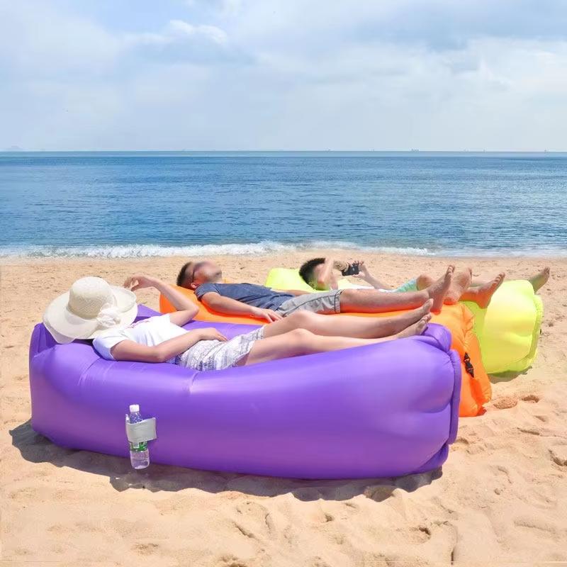 Portable Single Person Lazy Inflatable Sofa Air Sofa Bed Folding Camping Sleeping Bag for Outdoor Beach Comfortable Rest