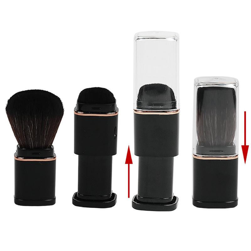Pincel Cosmético Retrátil Mini Portátil para Pó Facial Blush Iluminador Cerdas de Fibra